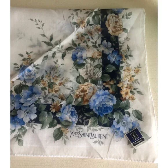 Vintage Yves Saint Laurent Small Floral Pattern Scarf / Handkerchief - Picture 7 of 7